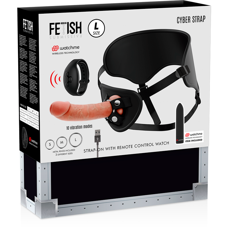 Boîte du Cyber Strap Fetish Submissive avec harnais et gode taille L