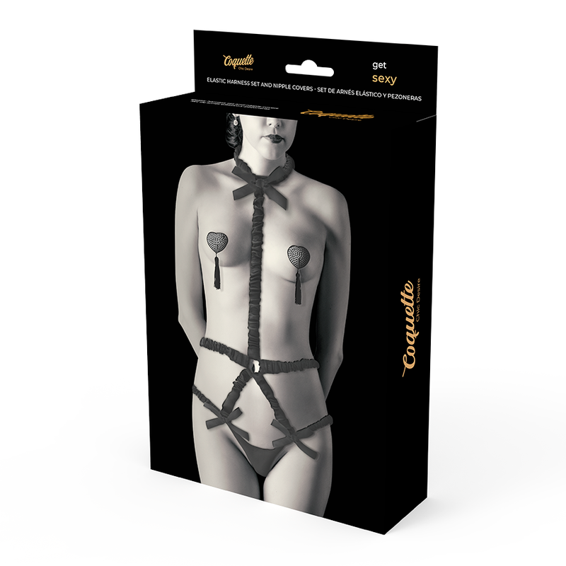 Packaging de l’ensemble lingerie avec bas assorti de luxe Coquette Chic Desire