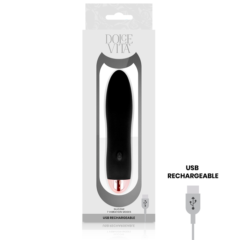 Embout du vibrateur noir 7 vitesses Dolce Vita