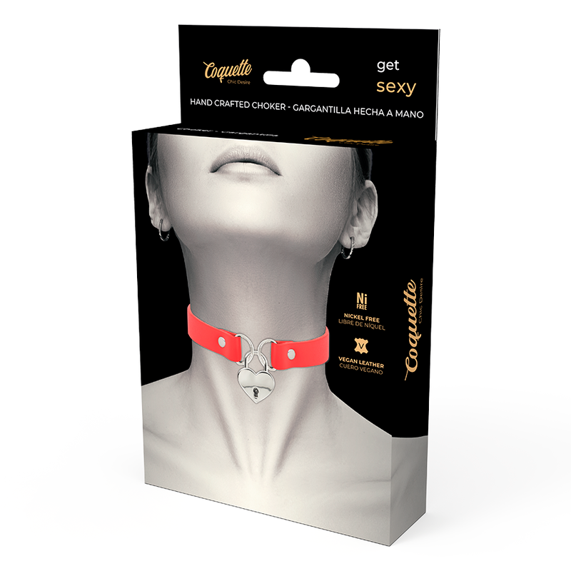 Collier rouge Coquette Accessories présenté sur packaging
