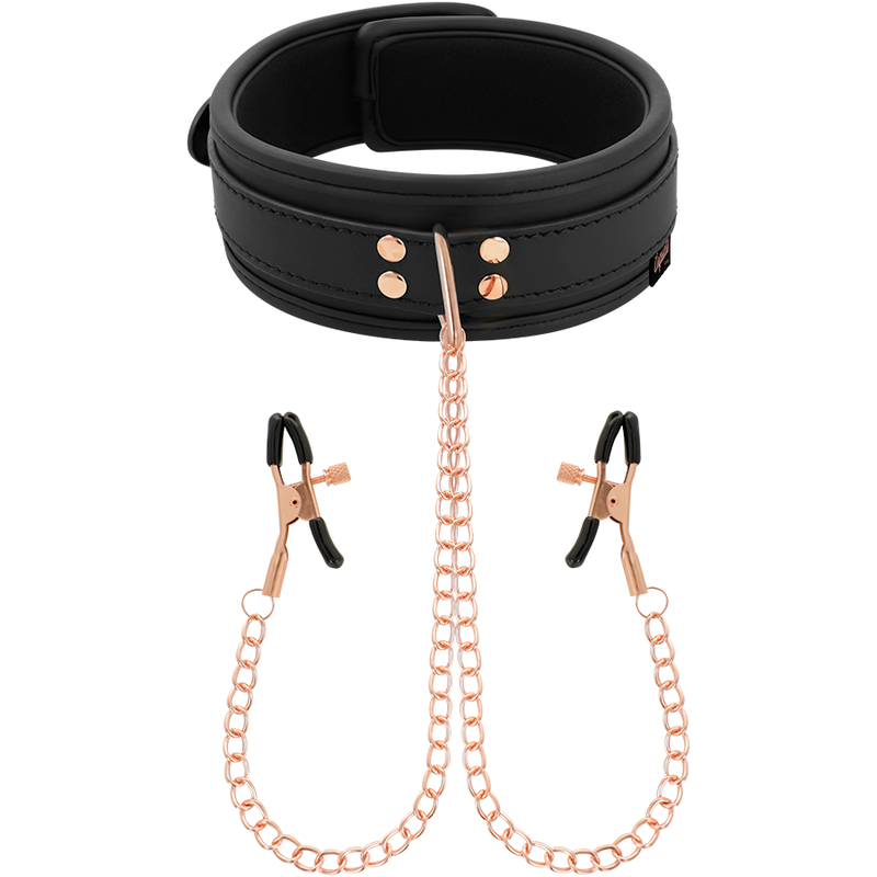 Pinces tétons reliées au collier fétiche vegan