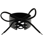 Ras de cou fétiche noir avec laçage et œillets métalliques