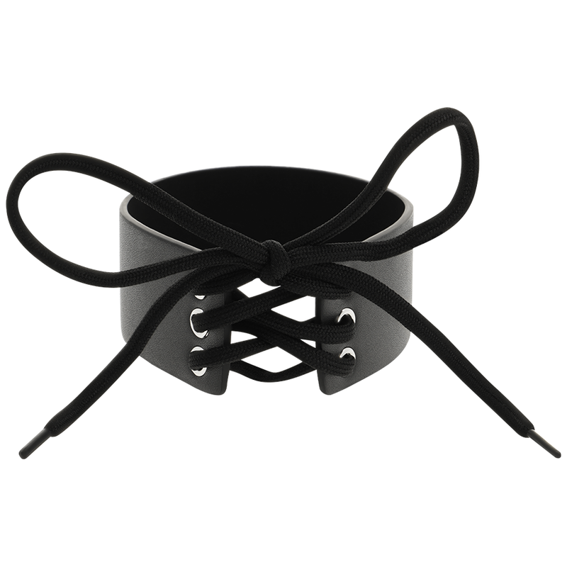 Ras de cou fétiche noir avec laçage et œillets métalliques
