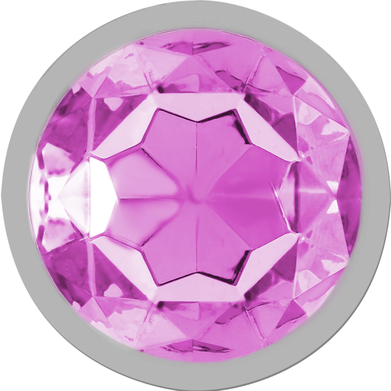 Détail du cristal rose décoratif sur plug anal métal argent