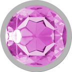 Détail du cristal rose décoratif sur plug anal métal argent