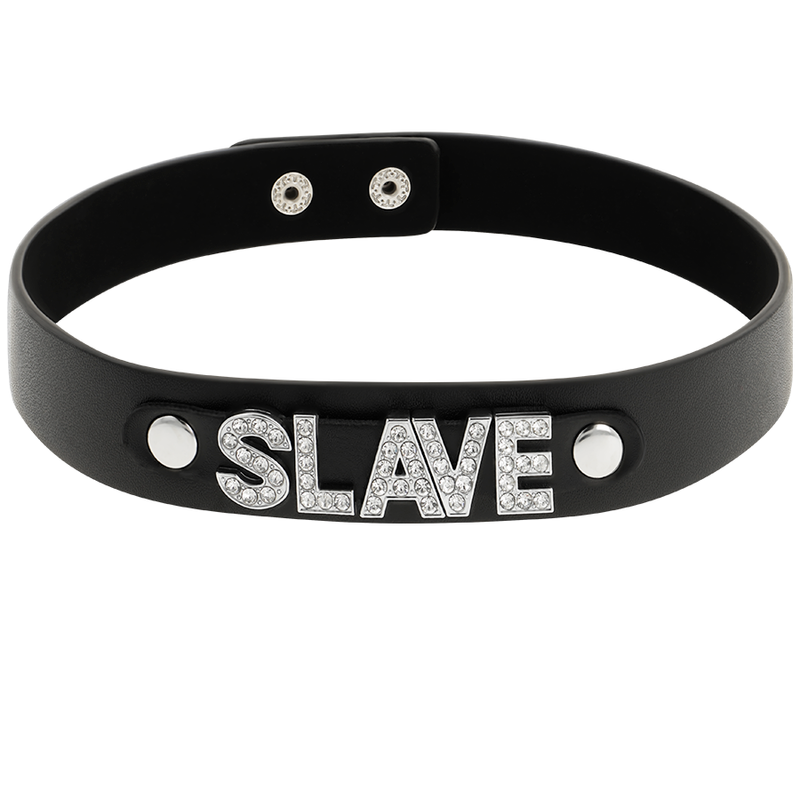 Ras de cou fétiche noir réglable en cuir vegan avec rivets argentés