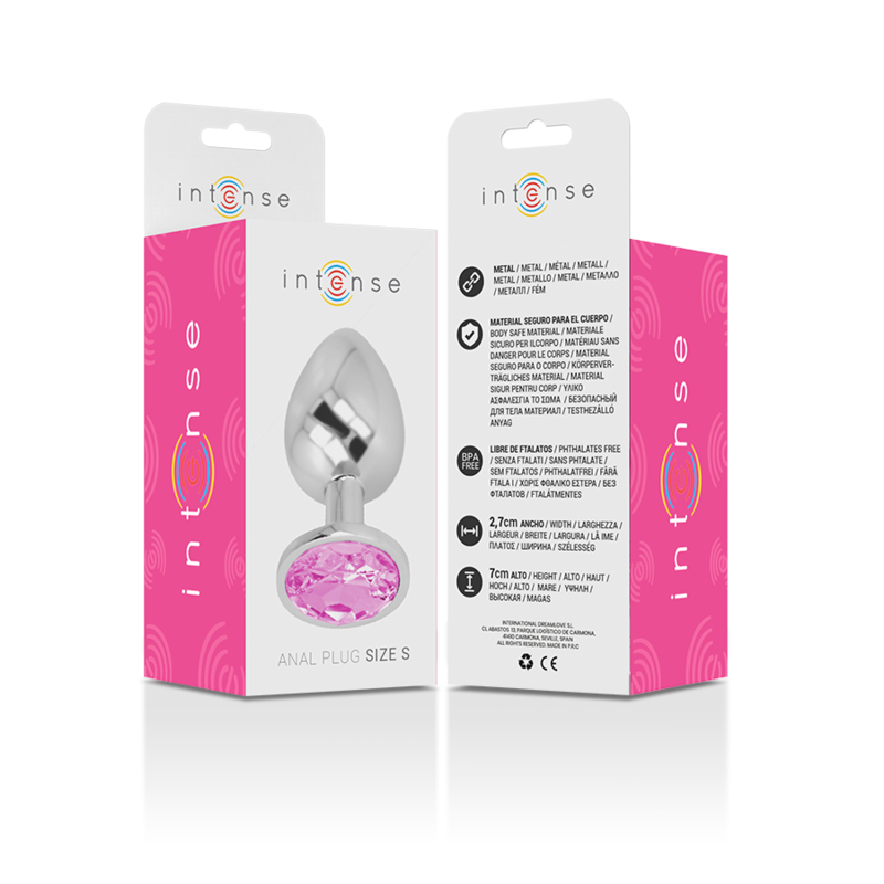 Packaging du plug anal métal aluminium cristal rose Intense