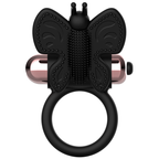 Vue détaillée du cockring papillon vibrant