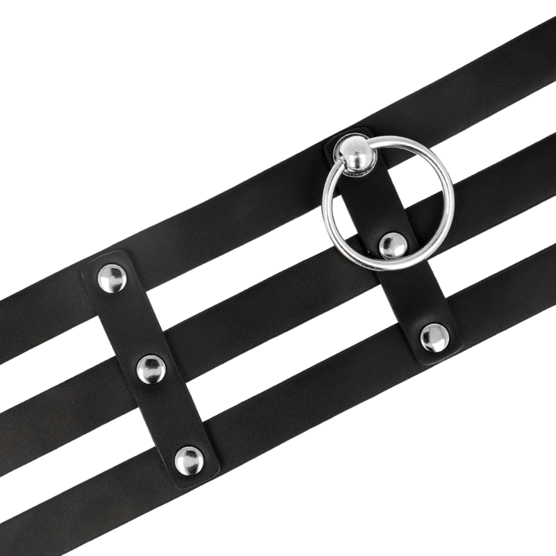 Collier fétiche noir ajustable en cuir vegan