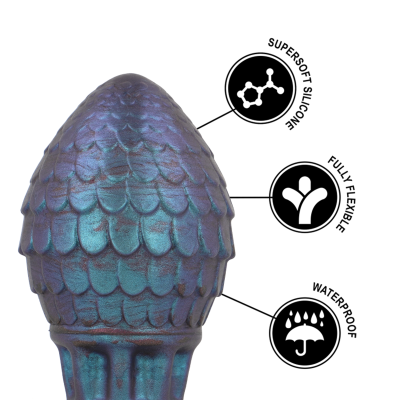 Texture écailles et silicone souple du plug Vrakos œuf de dragon Epic