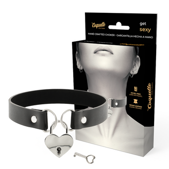 Collier fétiche cœur avec clé en cuir vegan – Coquette Chic Desire