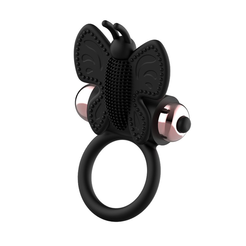 Anneau papillon silicone noir or pour couple
