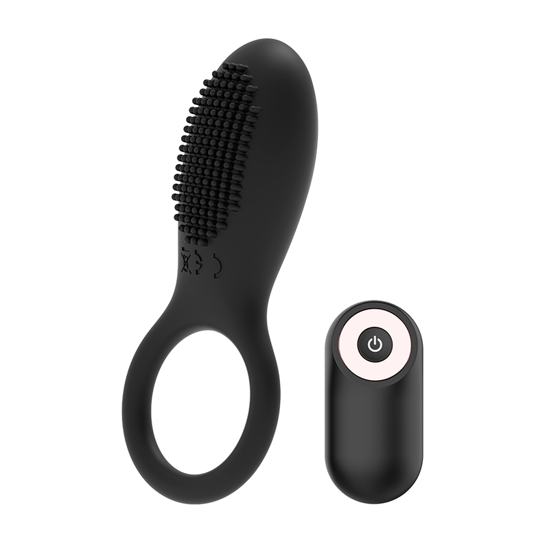 Vue détaillée du cockring rechargeable avec télécommande
