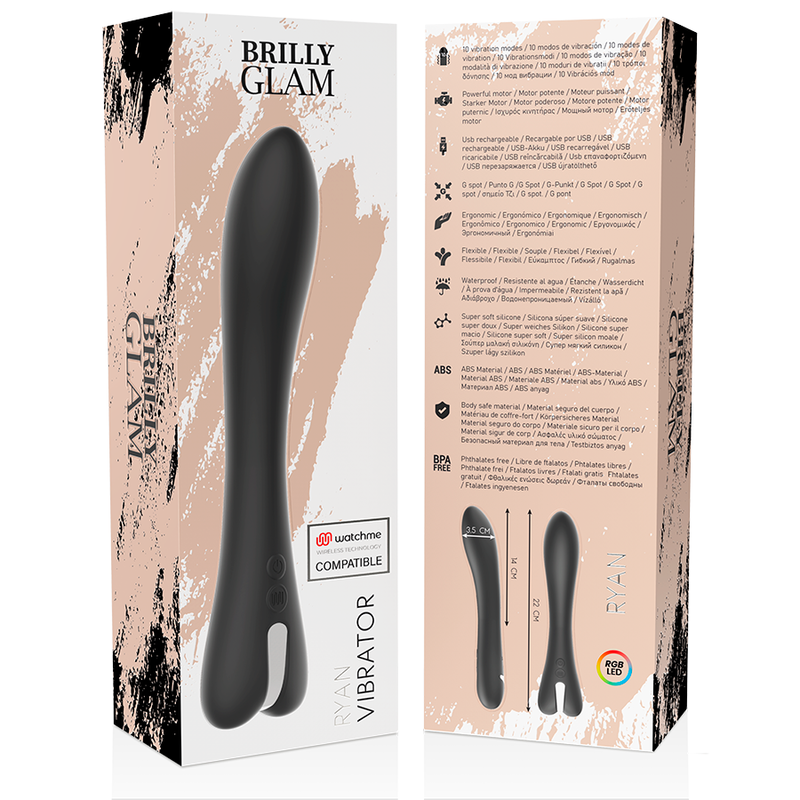 Packaging complet du vibromasseur Ryan Brilly Glam rechargeable