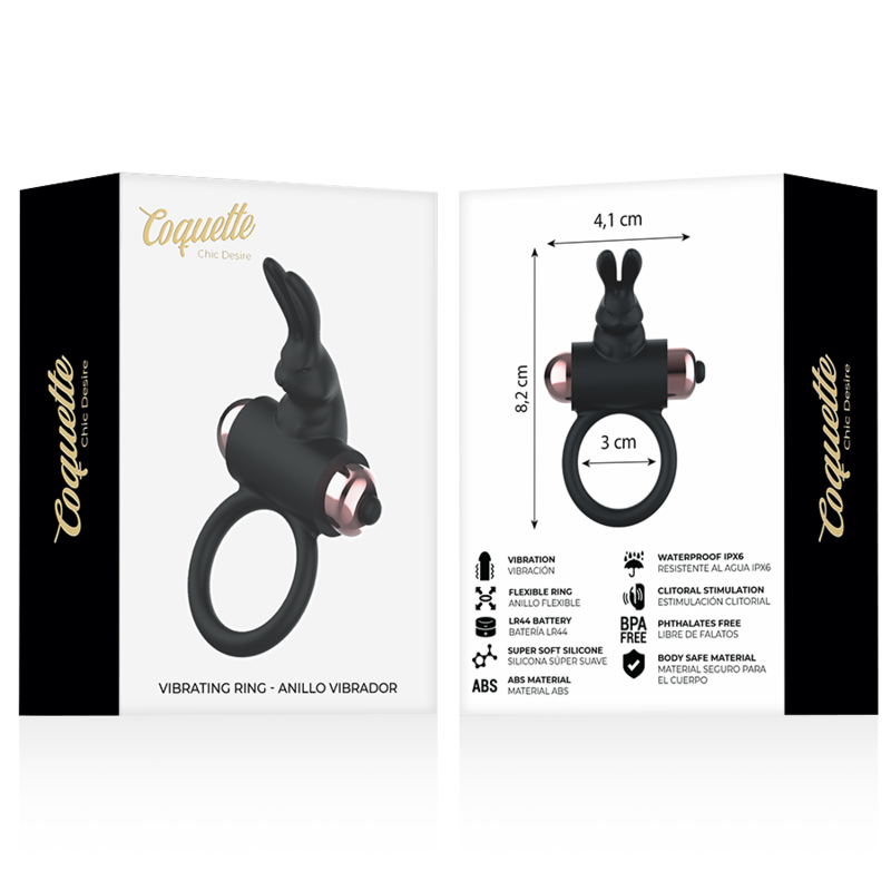 Accessoire couple cockring vibrant compact noir or