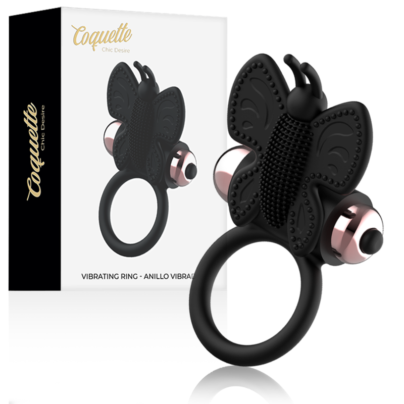 Cockring papillon vibrant noir et or Coquette Chic Desire