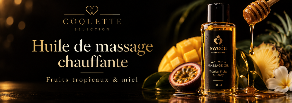 Huile de massage chauffante Swede Fruits Tropicaux & Miel 60 ml avec fruits exotiques et miel – Coquette Sélection