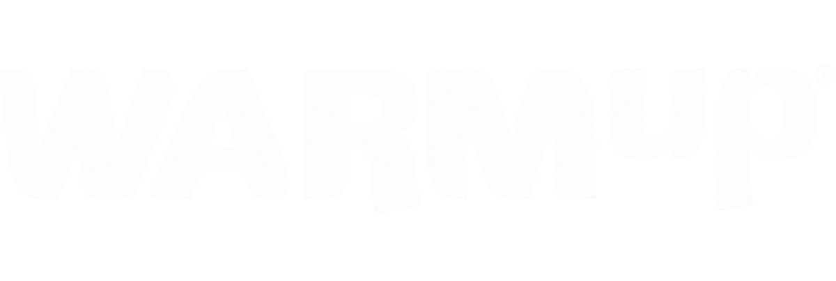 Logo blanc WARMup sur fond transparent.