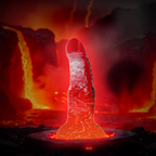 Agnis Crimson Fire – gode fantasy rouge texturé dans un décor volcanique incandescent.