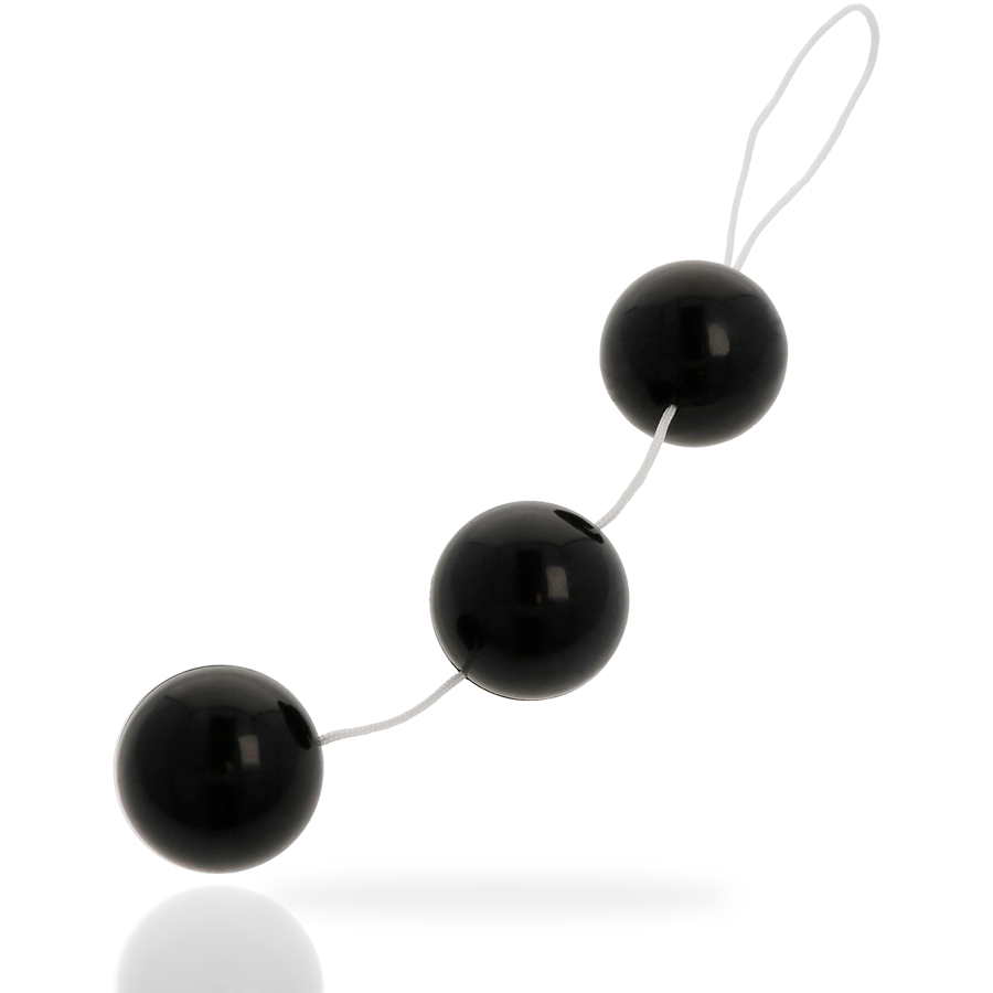Trois boules de plaisir noires Addicted Toys reliées par un cordon