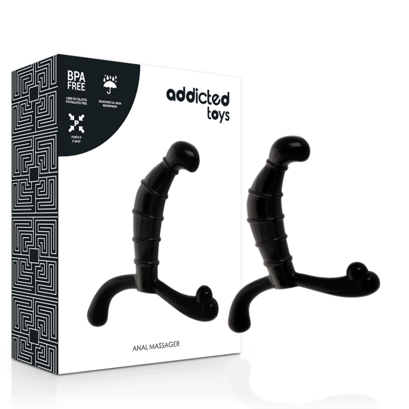 Masseur prostate P-Spot noir Addicted Toys avec son coffret