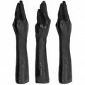 Poing réaliste noir All Black grand format présenté sous trois angles