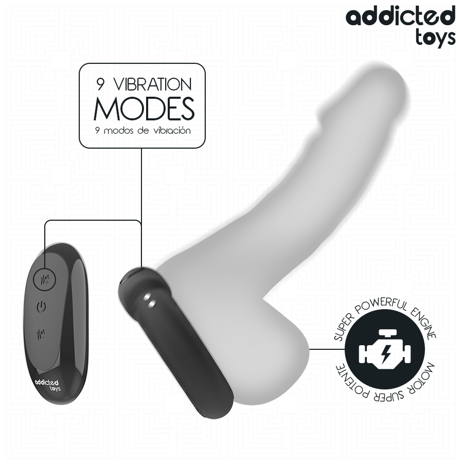 Anneau pénien Addicted Toys avec 9 modes de vibration et moteur puissant