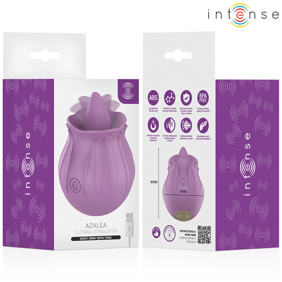 Boîte Azalea Intense stimulateur clitoridien violet face et dos