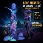 Duskwalker Sentinel Power Monsters – gode fantasy gonflable 23 cm en silicone texturé avec ventouse, pompe et œufs souples