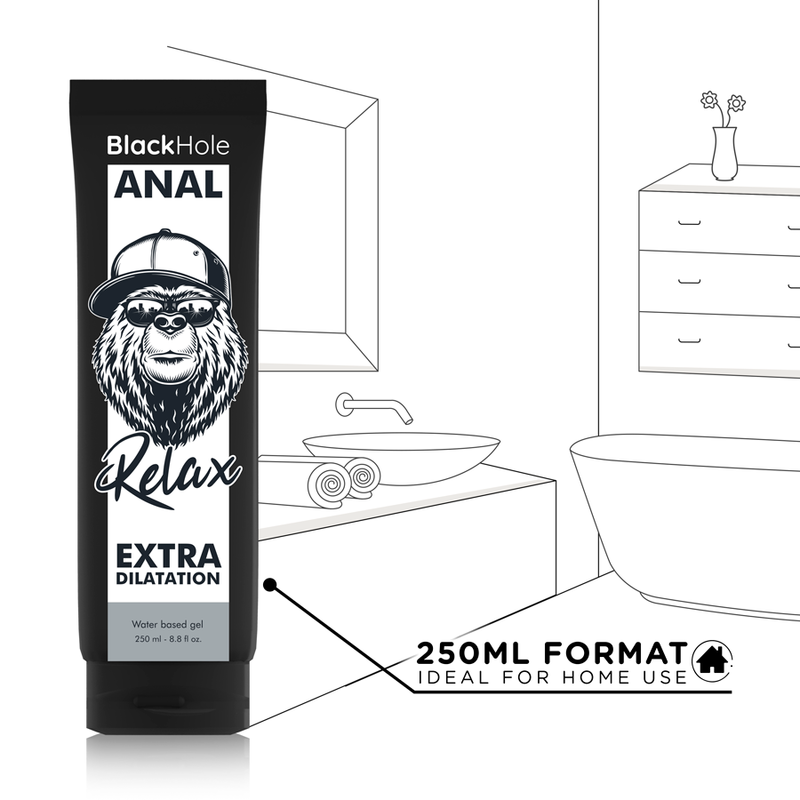 Black Hole Anal Relax 250 ml, grand format idéal pour une utilisation à domicile