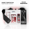 Coffret Bruma Xperience Fraise Douce avec cinq éléments, plume et bandeau en satin