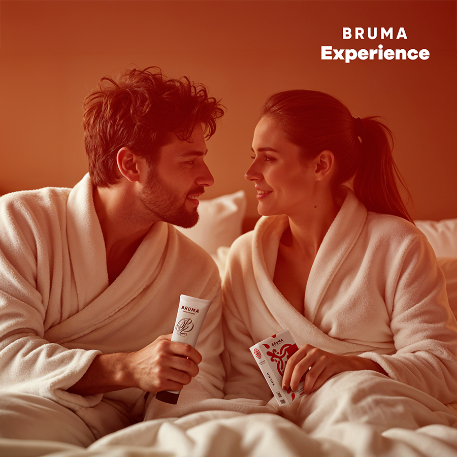 Couple en peignoirs avec les soins Fraise Douce Bruma Xperience
