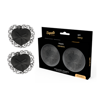Cache-tétons cœurs en dentelle noire réutilisables – Coquette Chic Desire