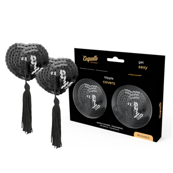 Cache-tétons noirs à sequins et pompons – Coquette Chic Desire