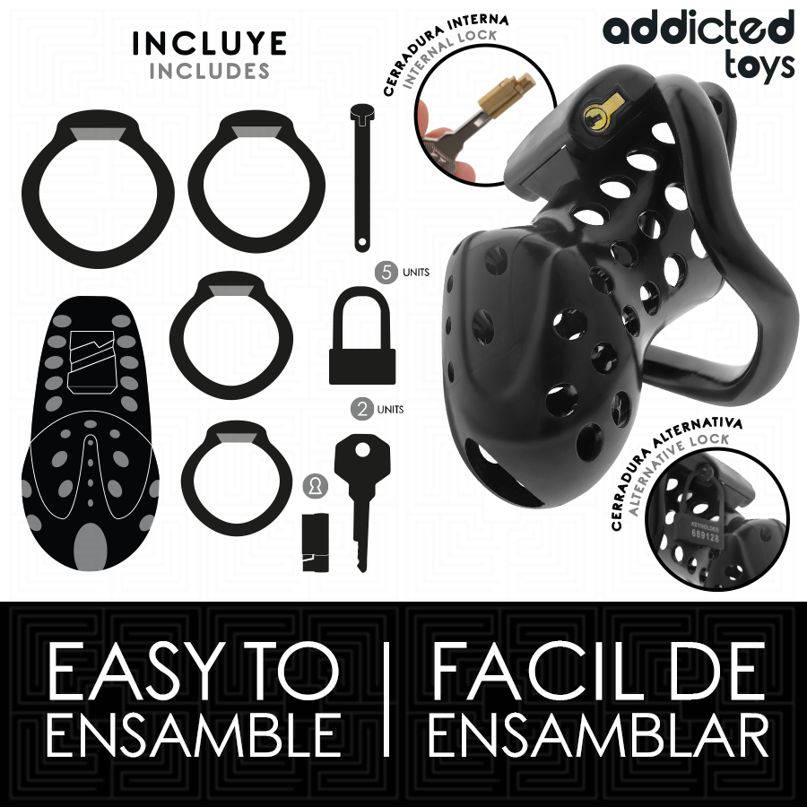 Accessoires inclus avec la cage à pénis Chained Hollow 10,5 cm Addicted Toys