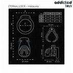 Dimensions de la cage à pénis Eternal Lock et tailles des quatre anneaux