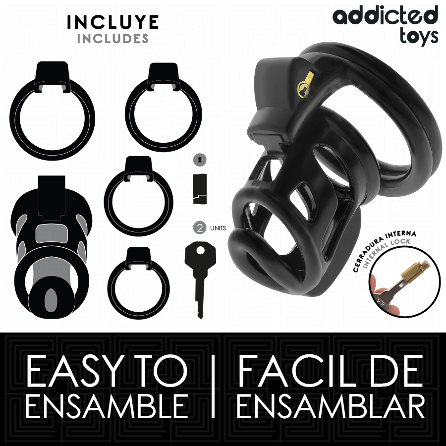 Cage à pénis Gilded Cage Addicted Toys avec quatre anneaux et deux clés inclus