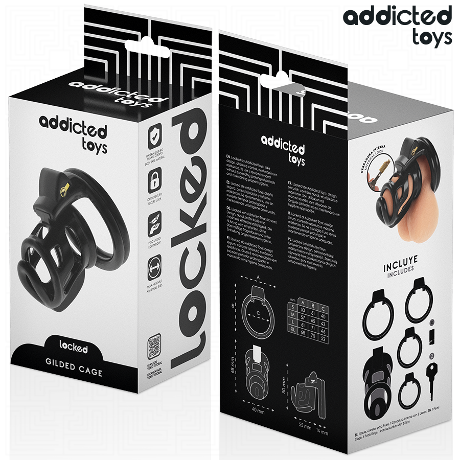 Emballage avant et arrière de la cage à pénis Gilded Cage Addicted Toys