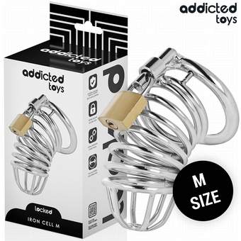 Cage à pénis Iron Cell en métal – Tailles S et M – Addicted Toys