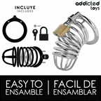 Contenu de la cage à pénis Iron Cell taille M avec anneau, cadenas et 2 clés