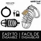 Contenu de la cage à pénis Iron Cell taille S avec anneau, cadenas et 2 clés