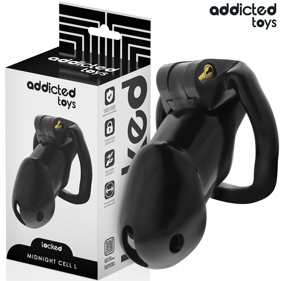 Cage à pénis Midnight Cell taille L Addicted Toys avec coffret