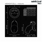 Dimensions de la cage à pénis Midnight Cell taille L et tailles des quatre anneaux