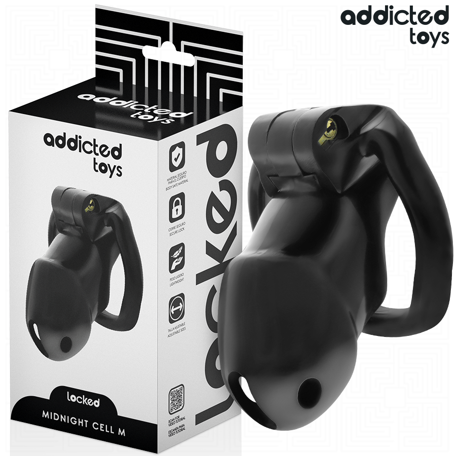 Cage à pénis Midnight Cell taille M Addicted Toys avec coffret