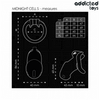 Dimensions de la cage à pénis Midnight Cell taille S et tailles des quatre anneaux