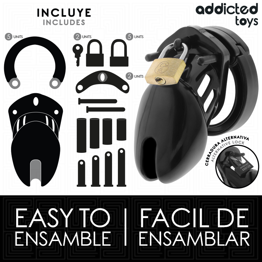 Accessoires inclus avec la cage à pénis Obsidian Hold S Addicted Toys