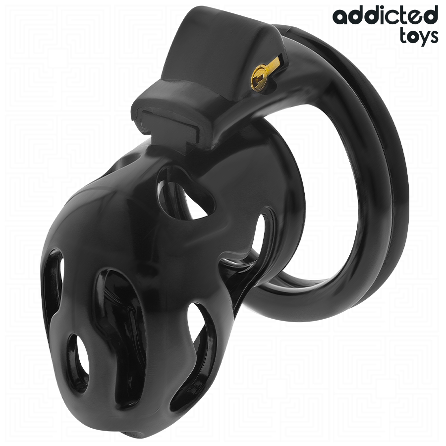 Cage à pénis noire Sealed Crypt 8 cm avec verrou interne
