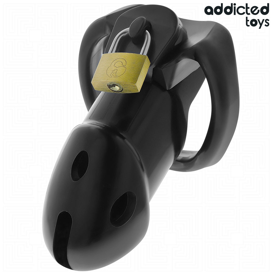 Cage à pénis noire Unbroken Den 9,8 cm avec cadenas