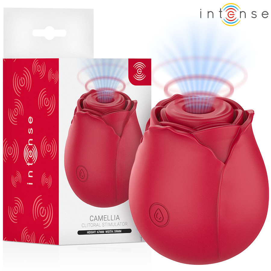 Stimulateur clitoridien Camellia Intense bordeaux tenu en main