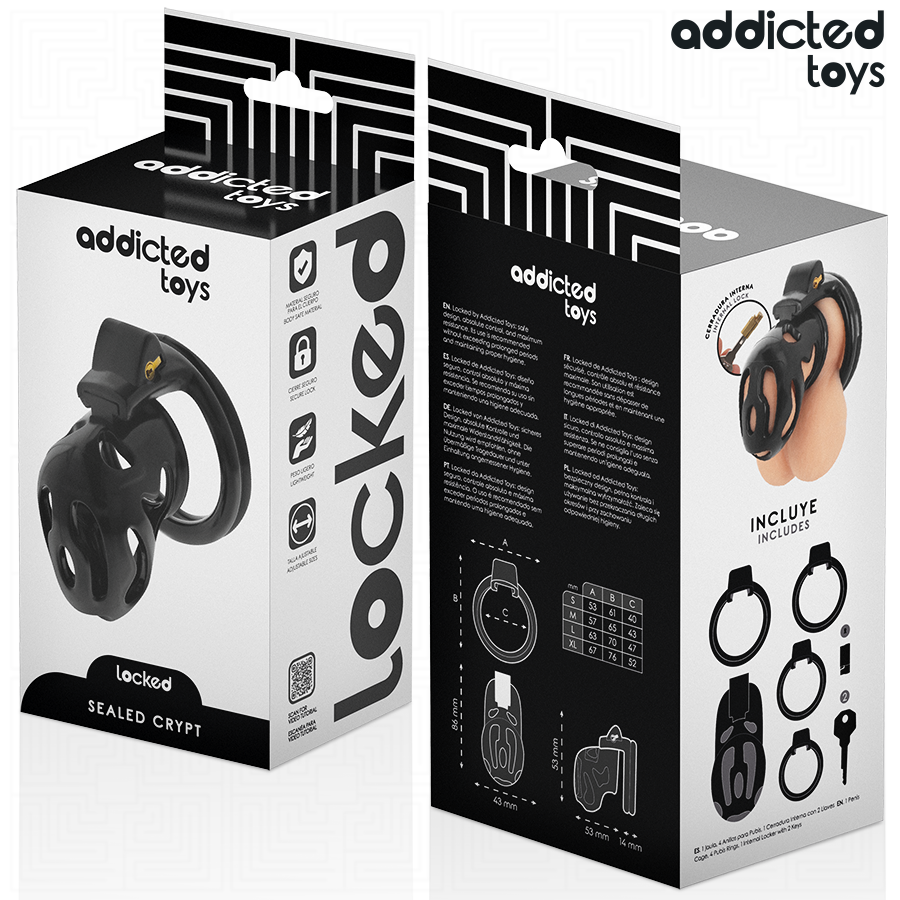 Coffret Sealed Crypt Addicted Toys avec contenu et guide des tailles